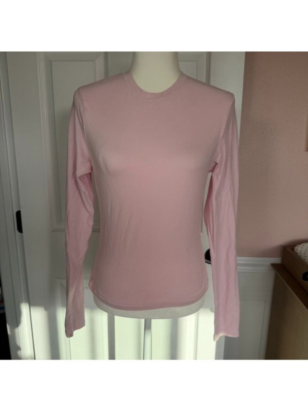 SKIMS Soft Cotton Jersey Knit Crewneck Long Sleeve Top Size Large
